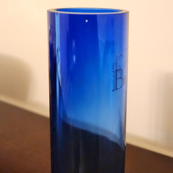 Badash Handmade Cobalt Blue Sleek Glass Cylinder Bud Flower Vase Thick Bottom - Picture 8 of 11